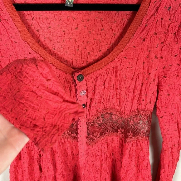 Free People Long Sleeve Lace Boho Top - Picture 6 of 9